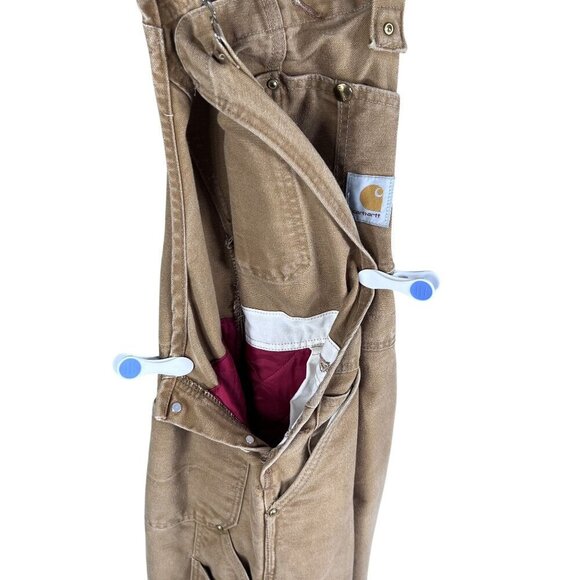 Carhartt 40x30 Canvas Duck Bib Overalls Insulated Double Knee Workwear USA Made - Picture 11 of 16